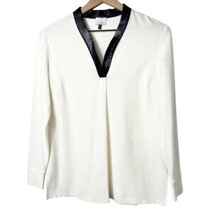 MING WANG WHITE BLACK WOMEN LONG SLEEVE BLOUSE SIZE XSS BRAND NEW WITH TAGS